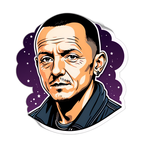 Ilustrace Chester Bennington se slovy písně 'Numb' a tragickým pozadím