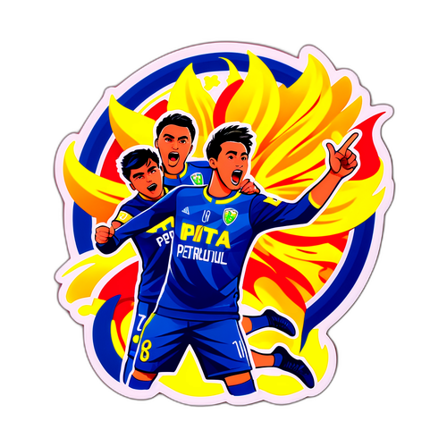 Sticker cu fanii UTA și Petrolul în stadion