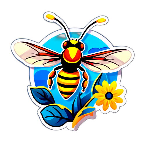Frelon stylisé sur fleur