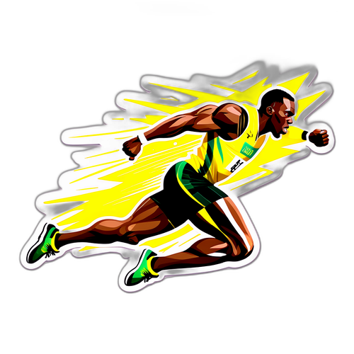Usain Bolt Sticker mit dynamischen Bewegungslinien