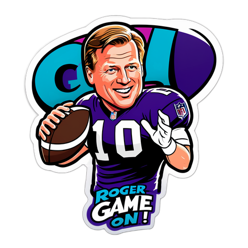 Vibrant Football Sticker Featuring Roger Goodell
