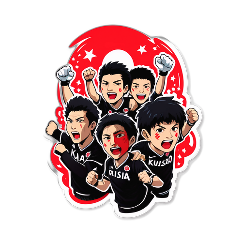 ロアッソ熊本を応援する情熱的なサポーターたちのシーン