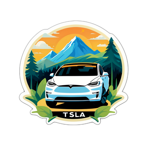 전기차와 자연을 강조한 TSLA 스티커