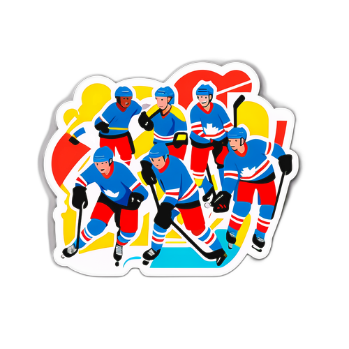 Nálepka oslavující hokej jako týmový sport
