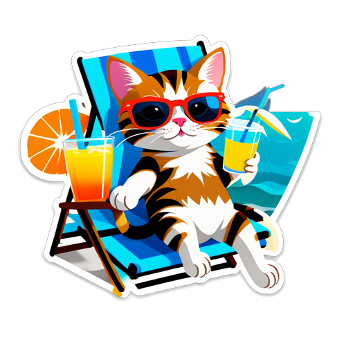 Cool Cat on Beach Chair