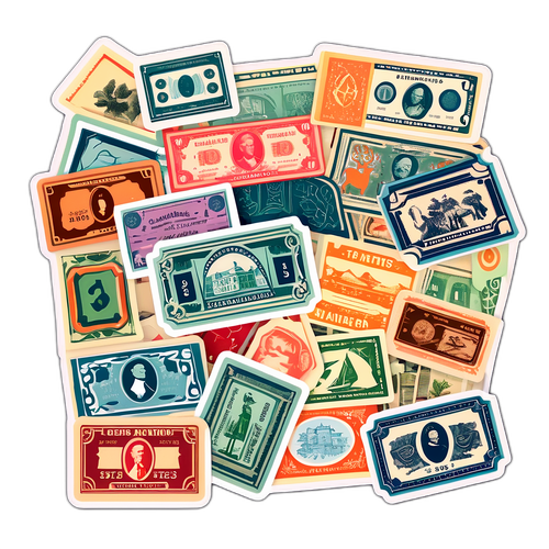 懷舊銀行票據圖案貼紙