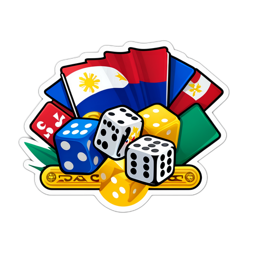 Sticker para sa PAGCOR: Pagsasama ng Bandilang Pilipino at Mga Simbolo ng Pagsusugal