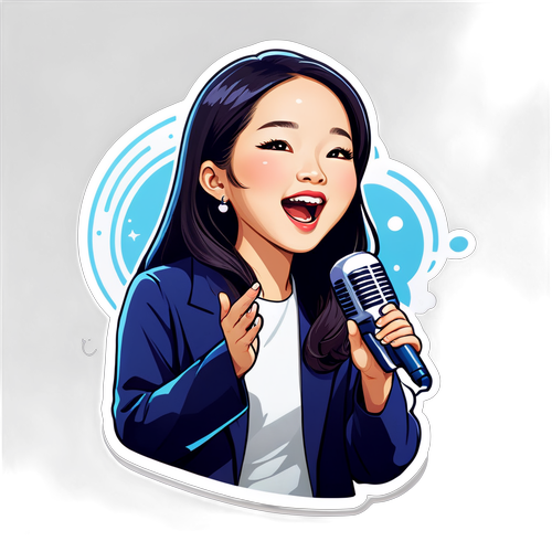 Sticker Phuong My Chi hát trên sân khấu