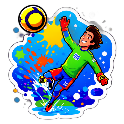 Leuke cartoon-sticker van een doelman