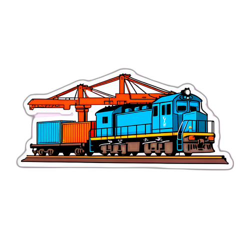 Локомотив, що перевозить вантаж, на фоні портових кранів