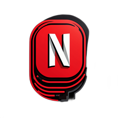 Stylizovaný ikona Netflix: metamorfóza klasických filmových prvků do moderního designu s červenou barvou