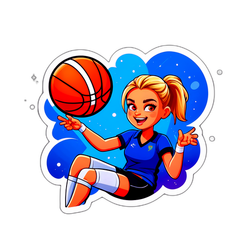 Наклейка с Каралиной, делающей спортивные прогнозы, очень смешная и энергичная