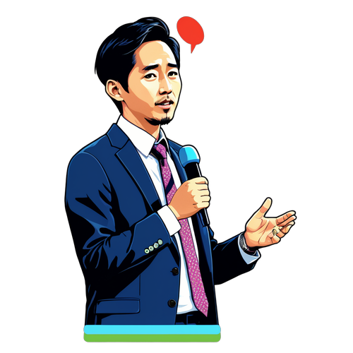 パネル討論におけるスタイリッシュなToru Takagawaのデザイン