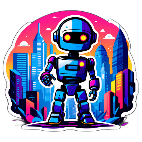 AI-robot med futuristisk bakgrunn