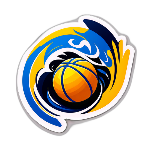 Stiker Bola Keranjang dengan Logo Warriors dan Mavericks