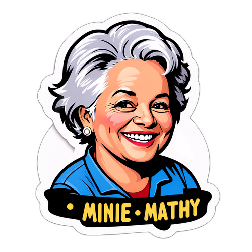 Sticker van Mimie Mathy met een glimlach en een grappige slogan