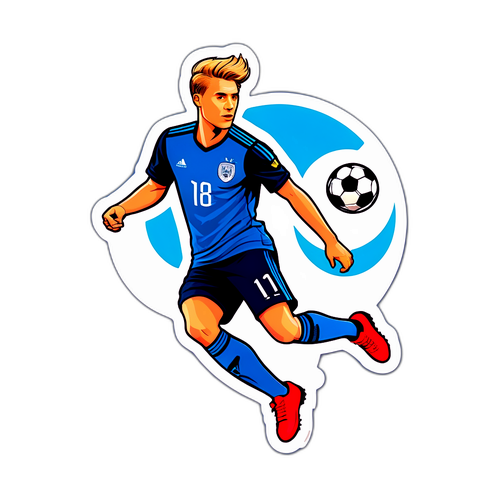 Artistisk repræsentation af Kasper Høgh med en fodbold