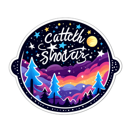 Sticker cu cerul nopții și stele căzătoare