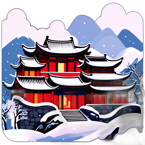 冬季雪景中的古建筑