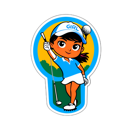 การ์ตูนสติ๊กเกอร์เกี่ยวกับกอล์ฟใน LPGA กับคำว่า "Girl Power"