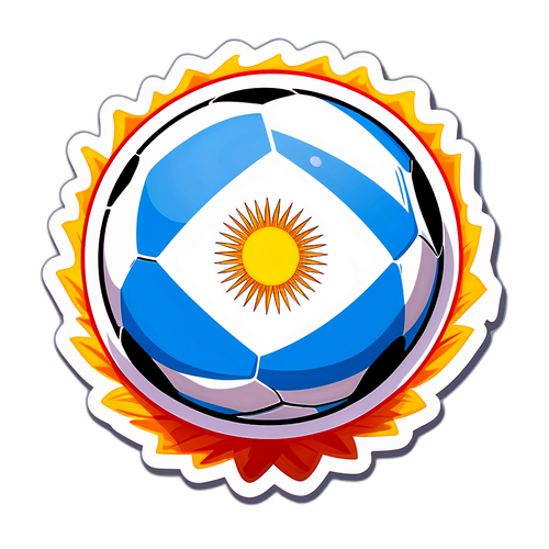 Adesivo Icônico com Bola de Futebol e Bandeira da Argentina