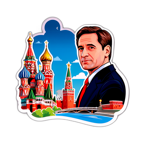 Ілюстрація Марка Фейгіна на фоні знаменитих пам'яток Москви
