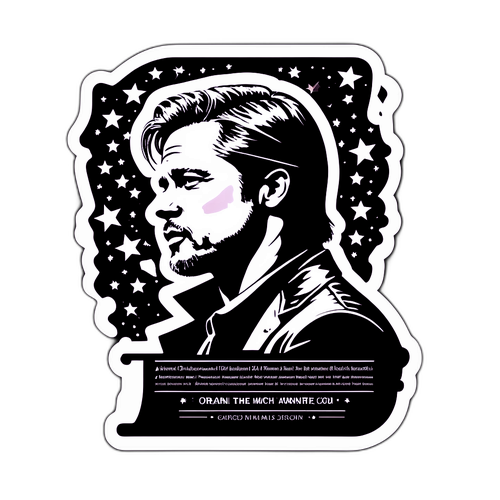 Minimalist Silhuett av Brad Pitt med Kunstnerisk Bakgrunn