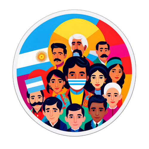 Sticker representando la diversidad cultural de Argentina