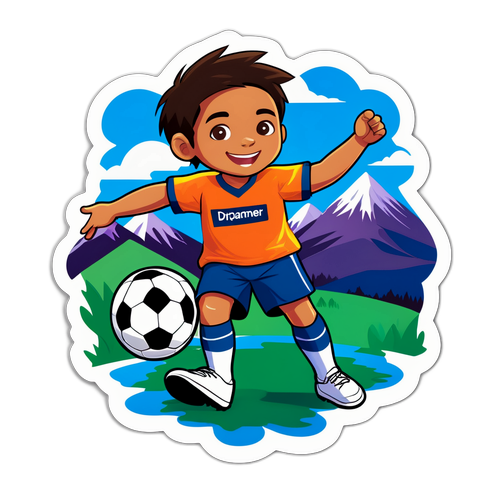 Kind dat voetbal speelt in Patagonië