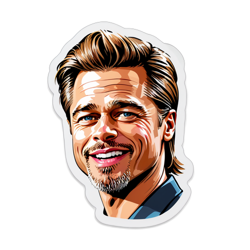 Vidám színes karikatúra Brad Pitt arcával