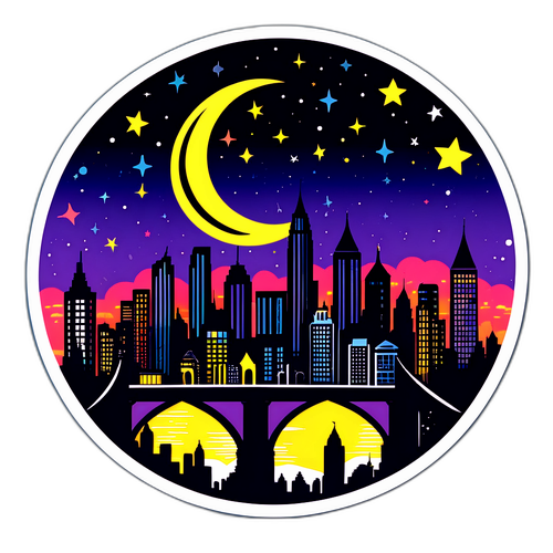 繁華都市夜景貼紙