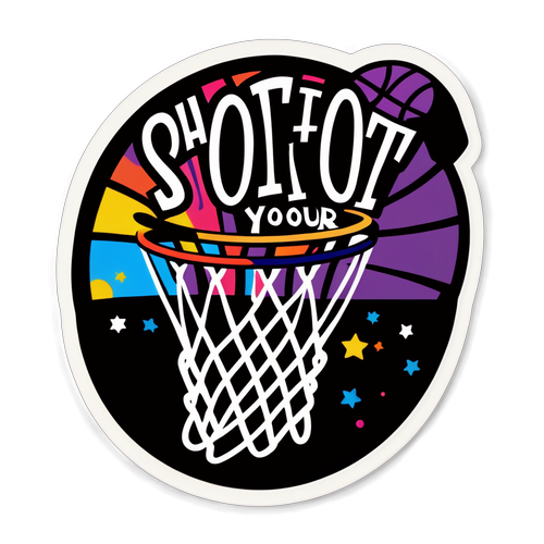 Isang Makulay na Sticker ng Basketball Hoop