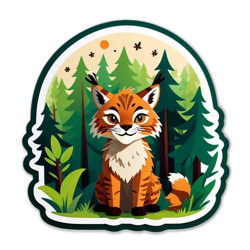 Vennerlig Lynx i Skogen