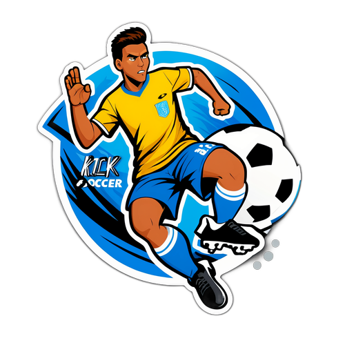 Bold na Sticker ng Soccer na may 'Kick'