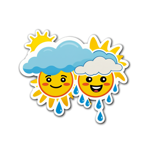 東京の天気予報に関連したキャラクターのステッカー