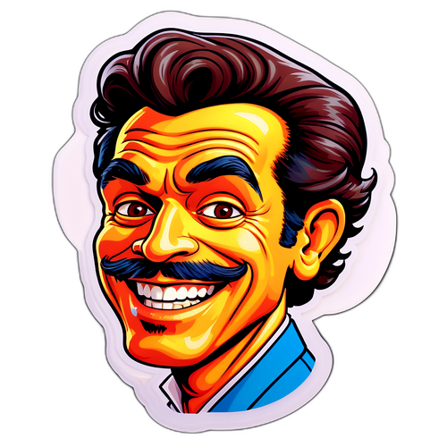 A adesivo com caricatura de Galvão Bueno em estilo pop art