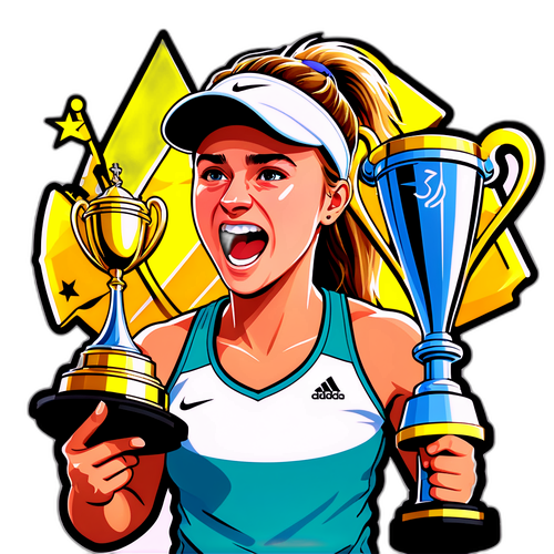 Эмоциональная наклейка с Элиной Свитолиной, отмечающей победу