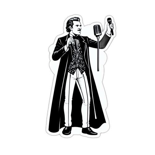 Sticker stilizat al lui Joseph Adam pe scenă