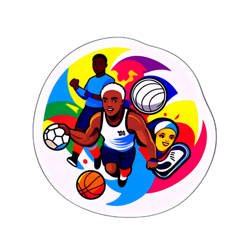 展示体育活动中的多样性和包容性的贴纸