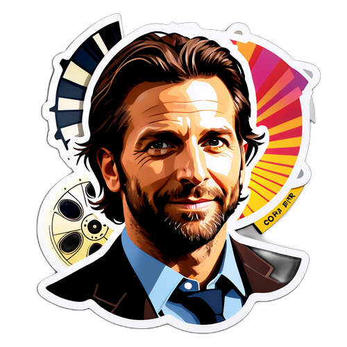 En dristig klistermærke med en kunstnerisk fremstilling af Bradley Cooper