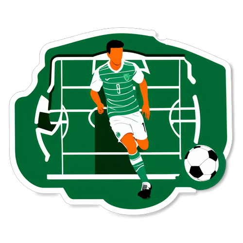 Desenho de campo de futebol com jogador do Palmeiras