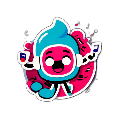 Створіть веселу наклейку в стилі TikTok з танцювальним персонажем та музичними нотами