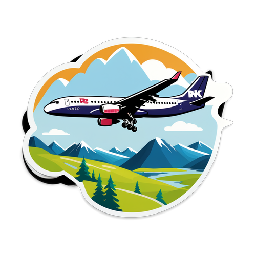 Flygende NRK-fly over norsk landskap