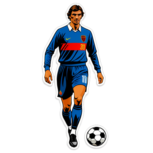 Stiker Aldi Maldini dalam Kostum Sepak Bola Vintage