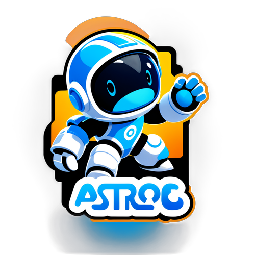 Стикер для игры Astro Bot с ярким логотипом и лозунгом 'Играйте на максимуме!'