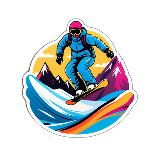 Actievolle snowboarder sticker