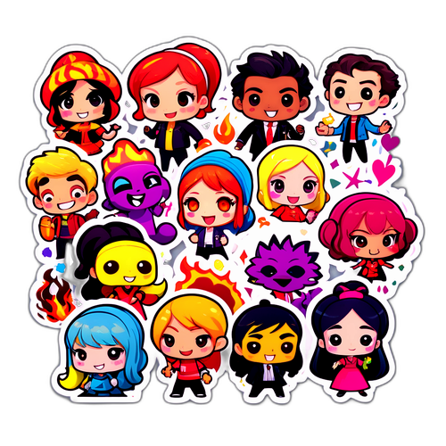 Masiglang Sticker ng Mga Tauhan mula sa Singles Inferno Season 5