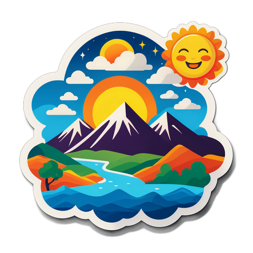 Diseño de una pegatina del paisaje del clima en San Luis