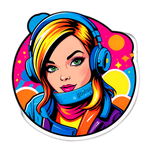 Ein buntes Sticker von Kerstin Ott im Pop-Art-Stil