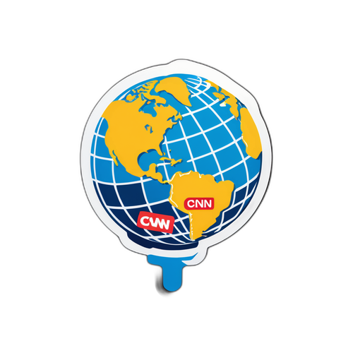ס sticker שמשלב את הלוגו של CNN עם כדור הארץ